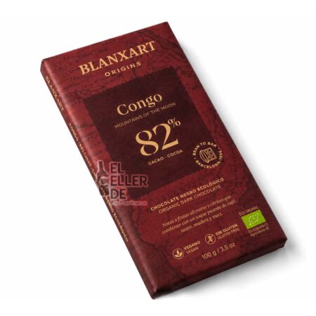Chocolate Ecológico 82% cacao Congo gourmet El Celler de La Fontana
