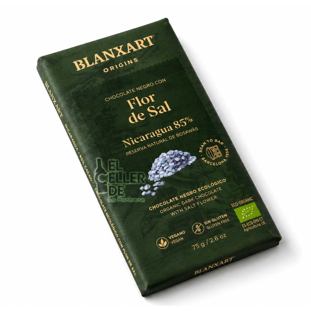 Chocolate Ecológico 85% cacao Nicaragua con flor de sal (75g) gourmet