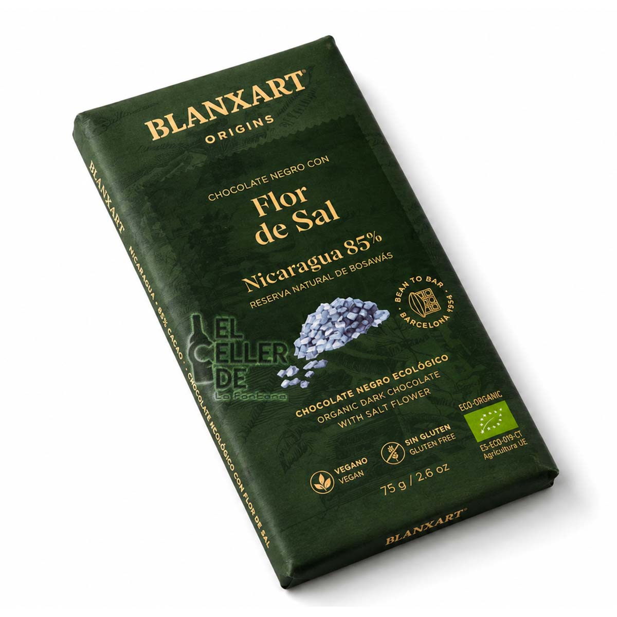 Chocolate Ecológico 85% cacao Nicaragua con flor de sal (75g) gourmet