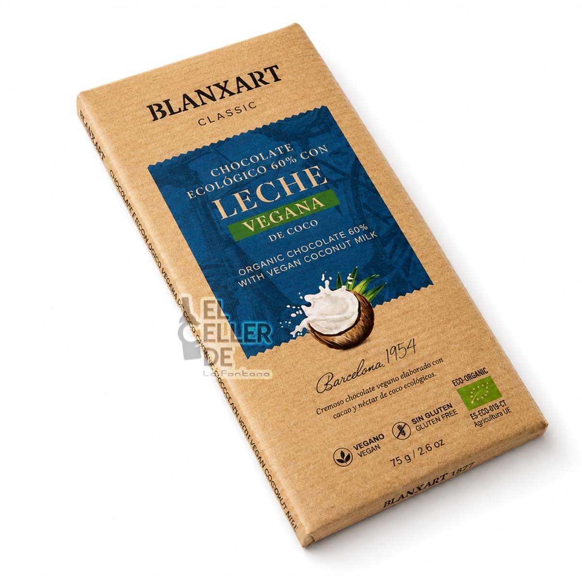 Chocolate Ecológico con leche vegana de coco (75g) El Celler de La Fontana